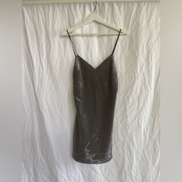 Zara Slip On Dress Party Sparkle Metal Silver New Years Size Medium NEW - Picture 2 of 16